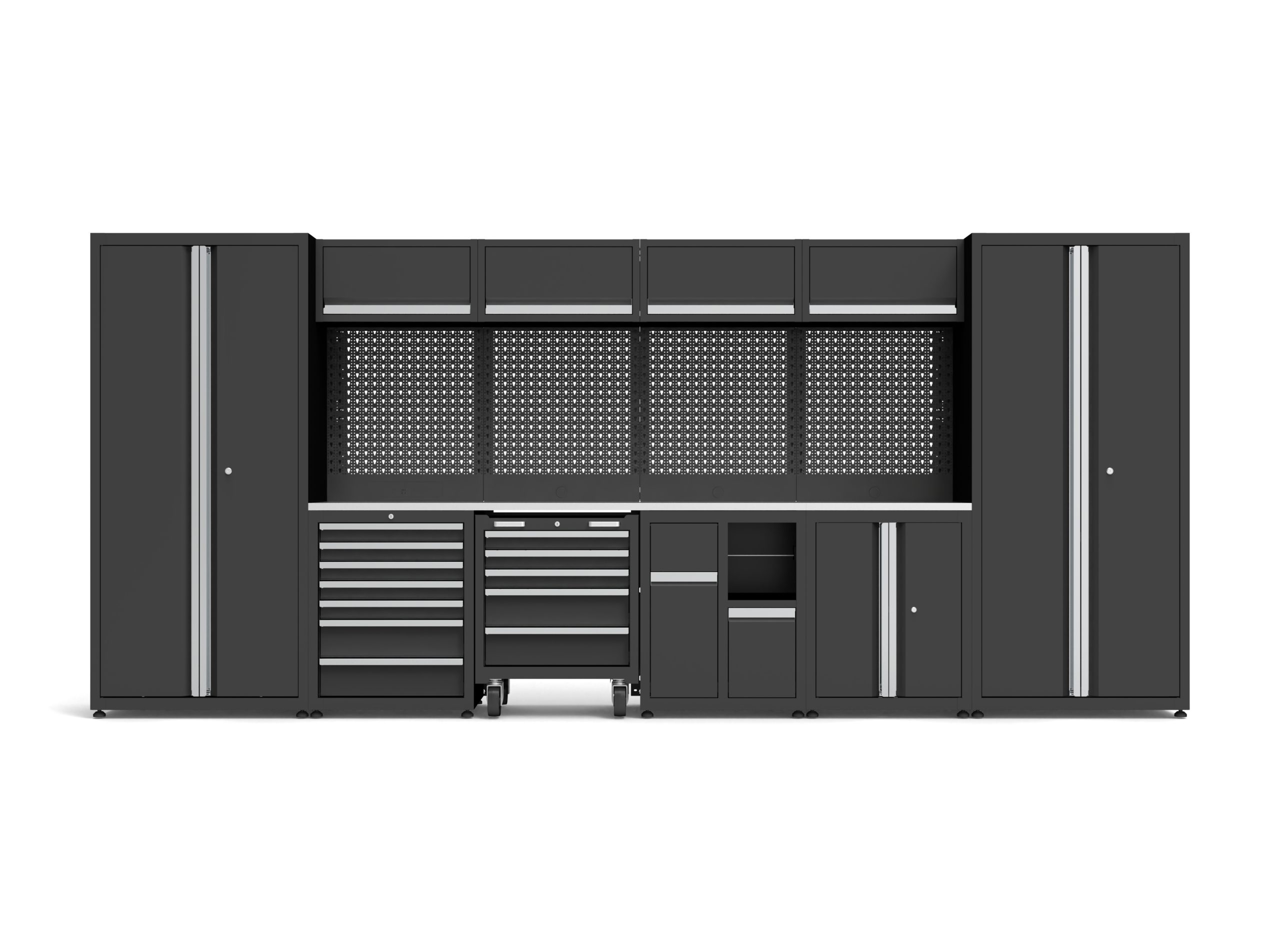 bold-series-double-cupboard-11-piece-garage-cabinet-system-in-black